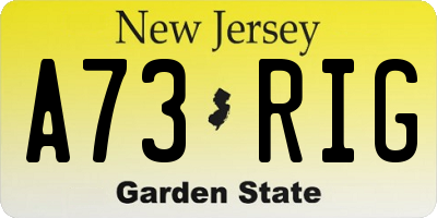 NJ license plate A73RIG