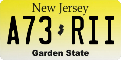 NJ license plate A73RII