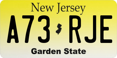 NJ license plate A73RJE