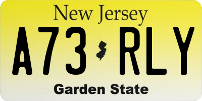 NJ license plate A73RLY