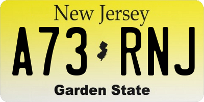 NJ license plate A73RNJ