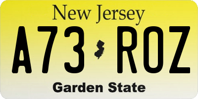NJ license plate A73ROZ
