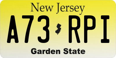 NJ license plate A73RPI
