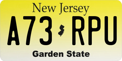 NJ license plate A73RPU