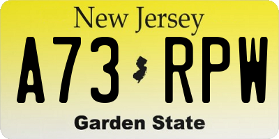 NJ license plate A73RPW