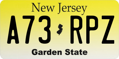 NJ license plate A73RPZ