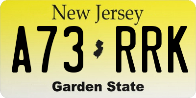 NJ license plate A73RRK
