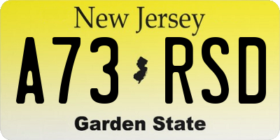 NJ license plate A73RSD