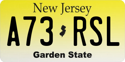 NJ license plate A73RSL