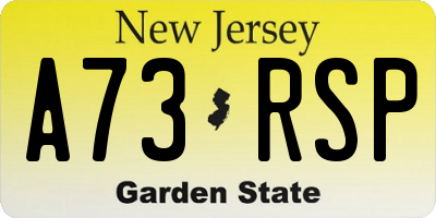 NJ license plate A73RSP