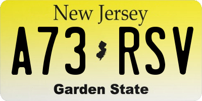 NJ license plate A73RSV