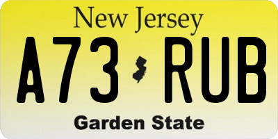 NJ license plate A73RUB