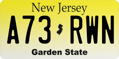 NJ license plate A73RWN