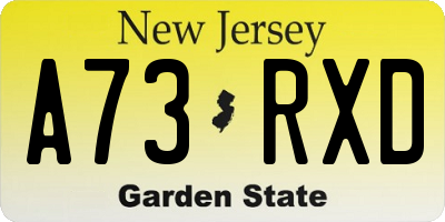 NJ license plate A73RXD