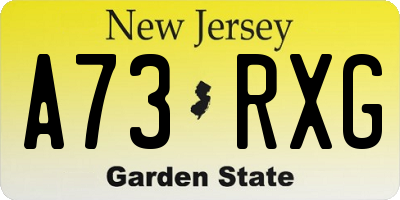 NJ license plate A73RXG