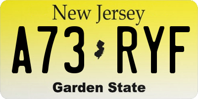 NJ license plate A73RYF