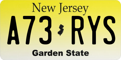 NJ license plate A73RYS