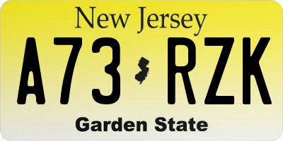 NJ license plate A73RZK