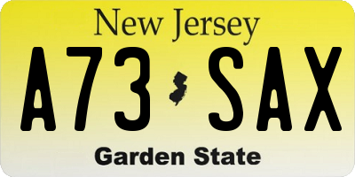 NJ license plate A73SAX