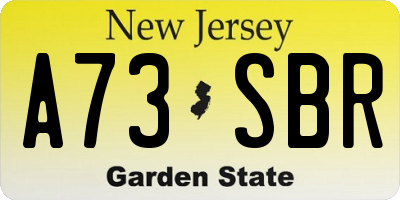 NJ license plate A73SBR