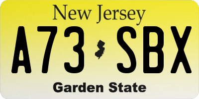 NJ license plate A73SBX