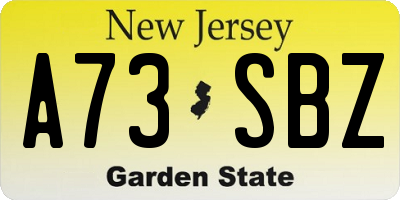 NJ license plate A73SBZ