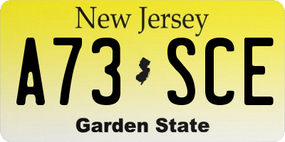 NJ license plate A73SCE