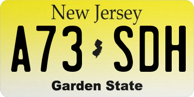 NJ license plate A73SDH