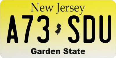 NJ license plate A73SDU