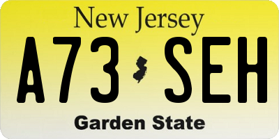 NJ license plate A73SEH