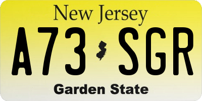 NJ license plate A73SGR