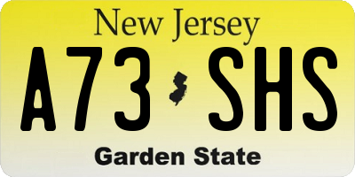 NJ license plate A73SHS