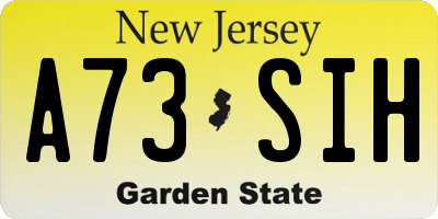 NJ license plate A73SIH