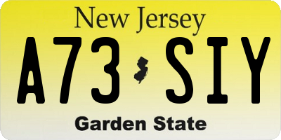 NJ license plate A73SIY