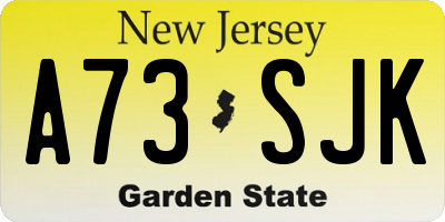 NJ license plate A73SJK