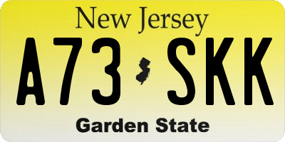 NJ license plate A73SKK