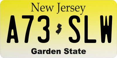 NJ license plate A73SLW