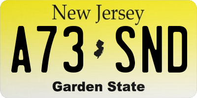 NJ license plate A73SND