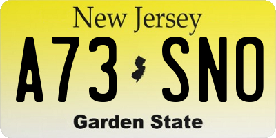 NJ license plate A73SNO