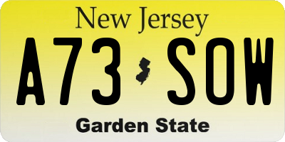 NJ license plate A73SOW