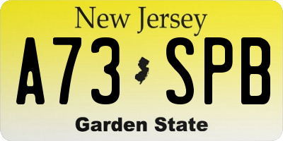 NJ license plate A73SPB