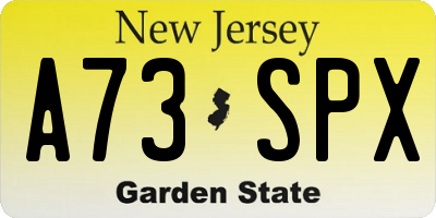 NJ license plate A73SPX