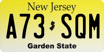 NJ license plate A73SQM