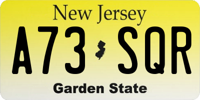 NJ license plate A73SQR