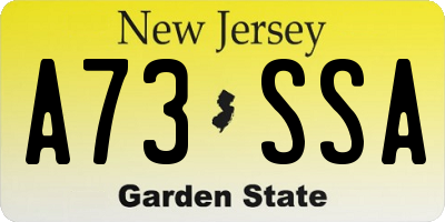 NJ license plate A73SSA