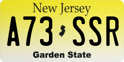 NJ license plate A73SSR