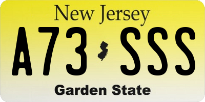 NJ license plate A73SSS