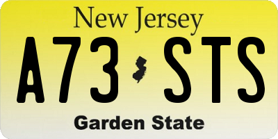 NJ license plate A73STS