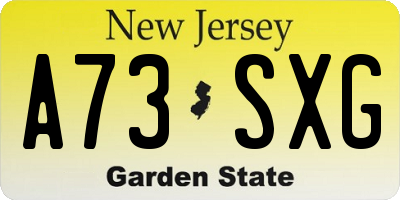 NJ license plate A73SXG