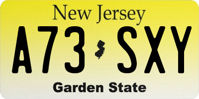 NJ license plate A73SXY